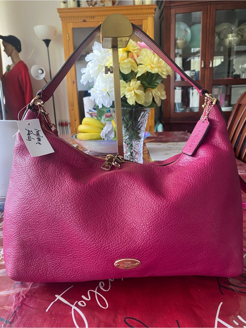 Coach Pebbled Leather Shoulder Bag in Fuchsia vintage